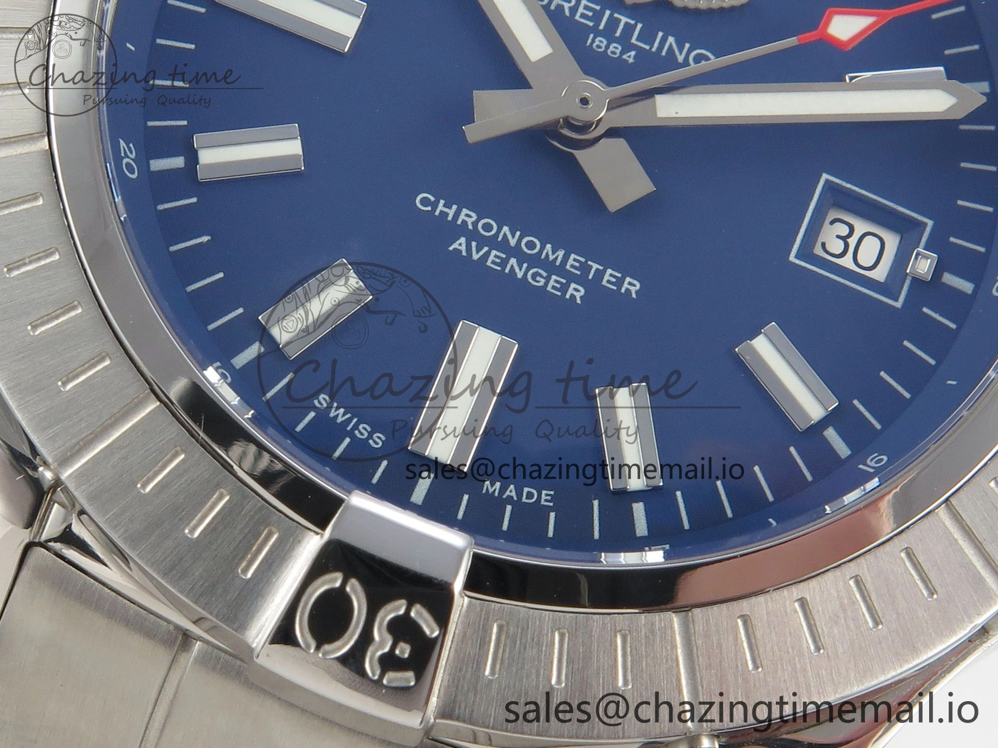 Avenger 43mm SS TF 1:1 Best Edition Blue Dial on SS Bracelet A2824 V2