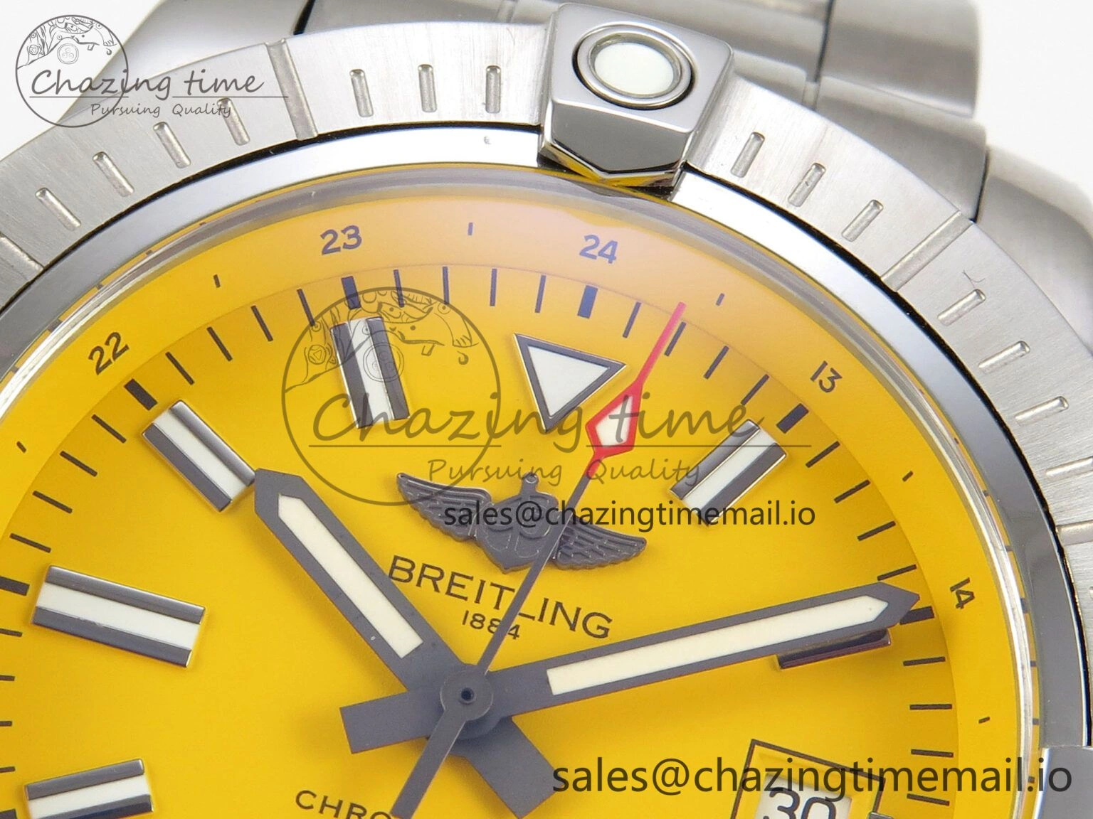 Avenger 43mm SS TF 1:1 Best Edition Yellow Dial on SS Bracelet A2824 V2