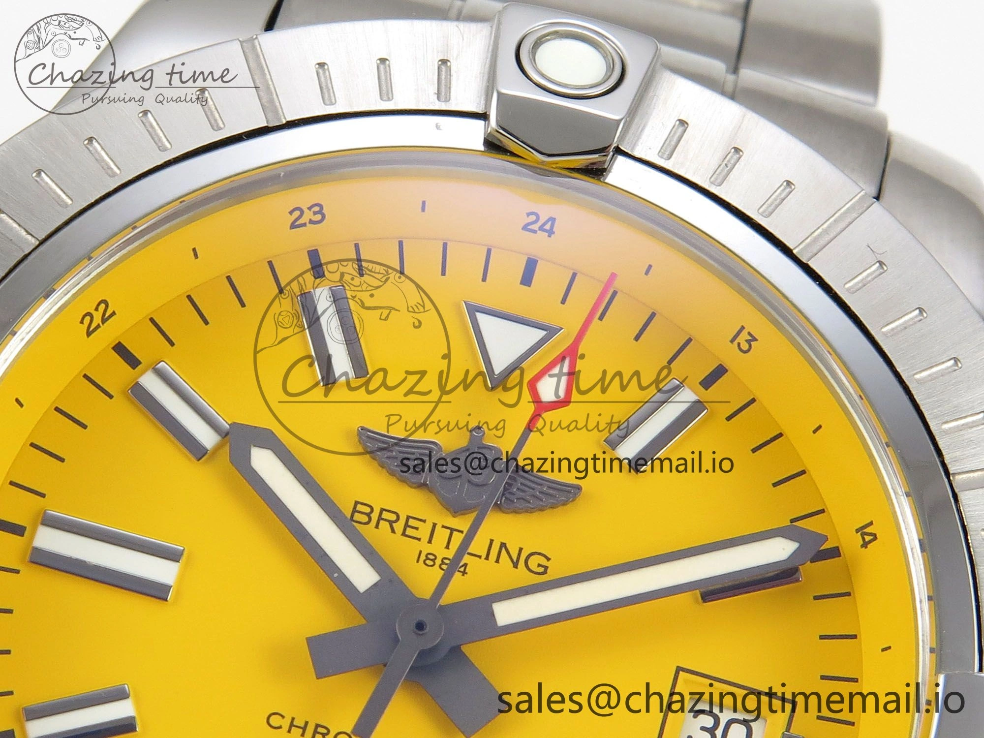 Avenger 43mm SS TF 1:1 Best Edition Yellow Dial on SS Bracelet A2824 V2
