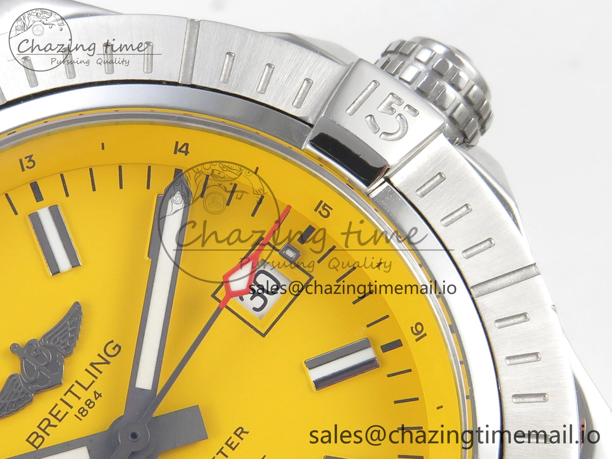 Avenger 43mm SS TF 1:1 Best Edition Yellow Dial on SS Bracelet A2824 V2