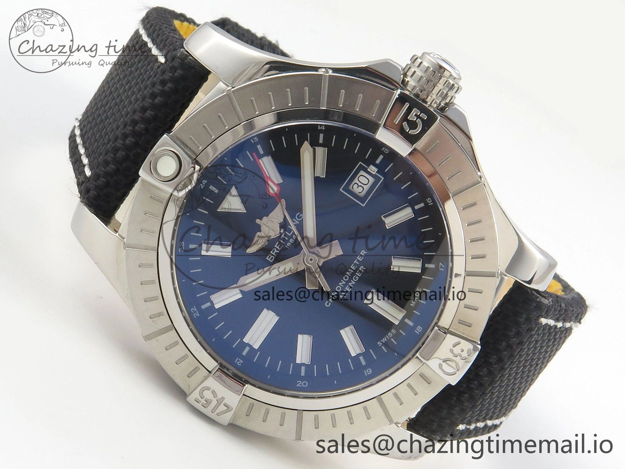 Avenger 43mm TF 1:1 Best Edition Black Dial on Black Nylon Strap A2824 V2