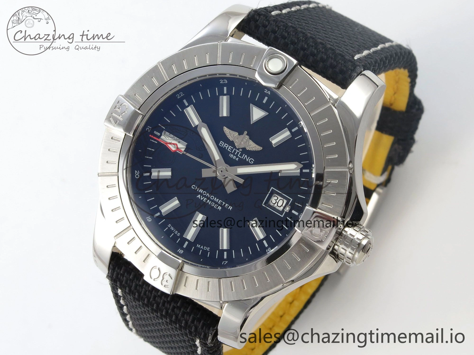 Avenger 43mm TF 1:1 Best Edition Black Dial on Black Nylon Strap A2824 V2