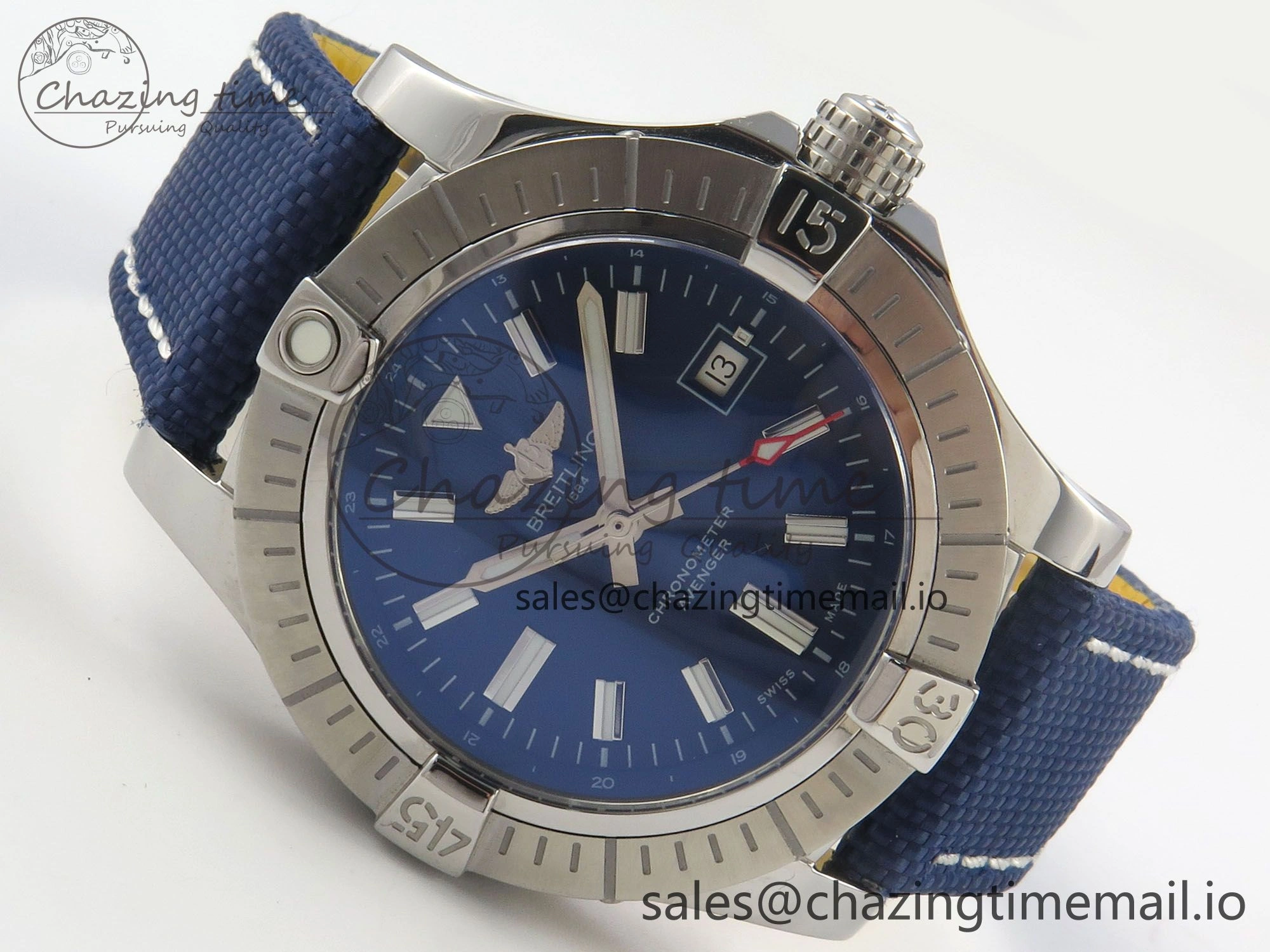 Avenger 43mm TF 1:1 Best Edition Blue Dial on Blue Nylon Strap A2824 V2