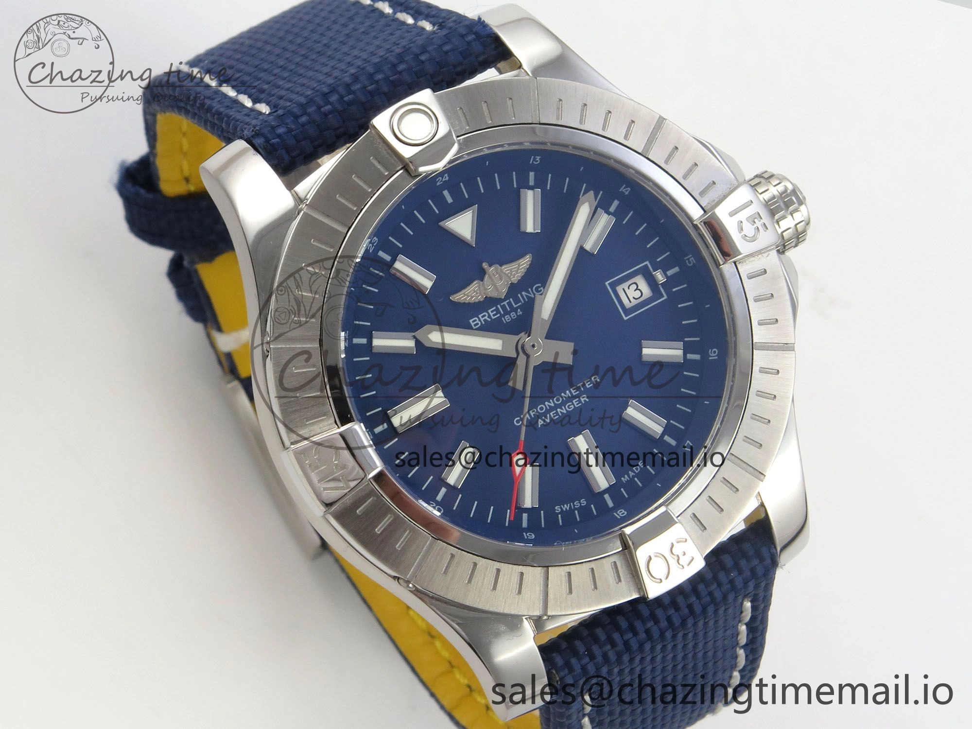 Avenger 43mm TF 1:1 Best Edition Blue Dial on Blue Nylon Strap A2824 V2