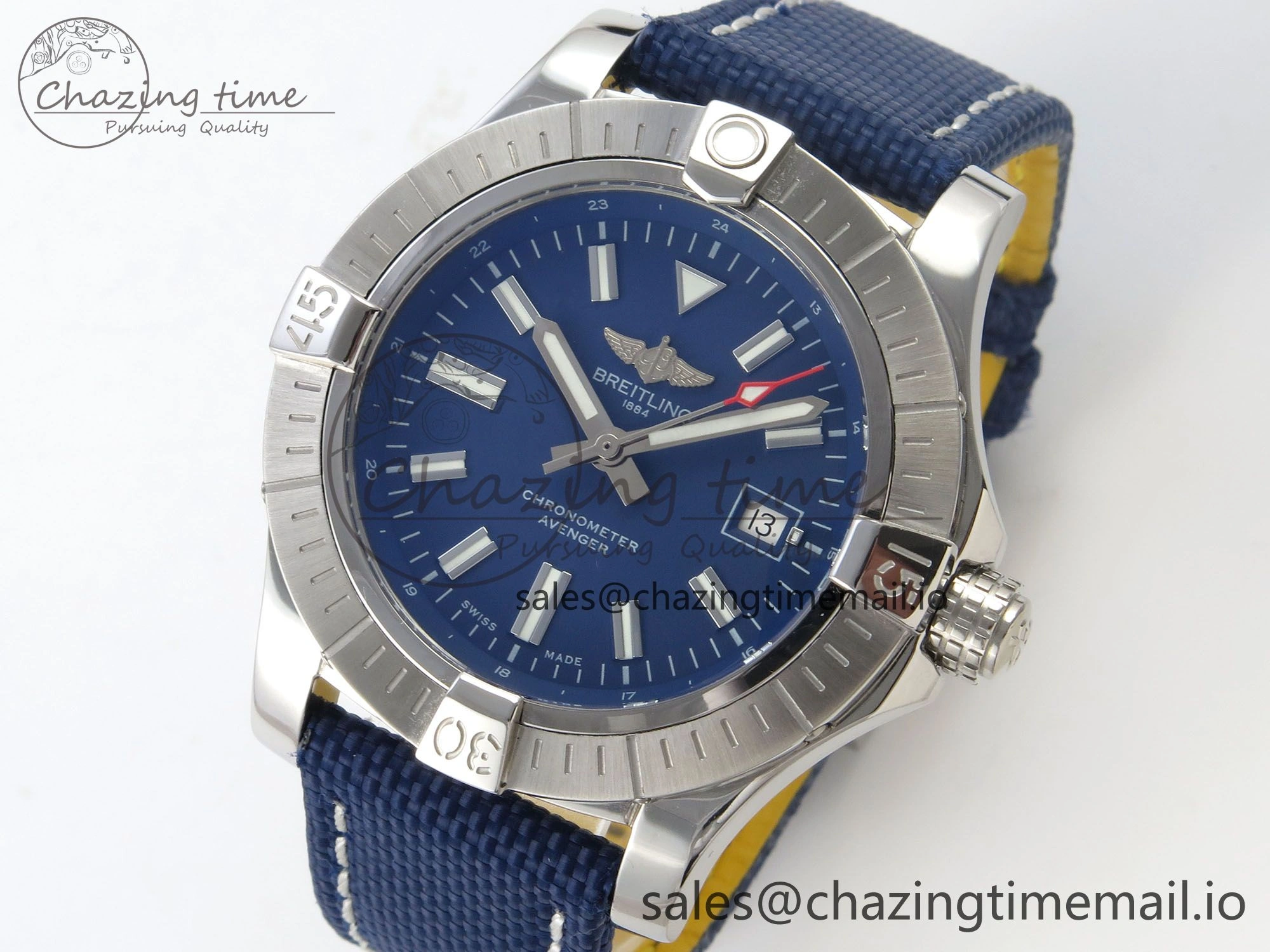 Avenger 43mm TF 1:1 Best Edition Blue Dial on Blue Nylon Strap A2824 V2