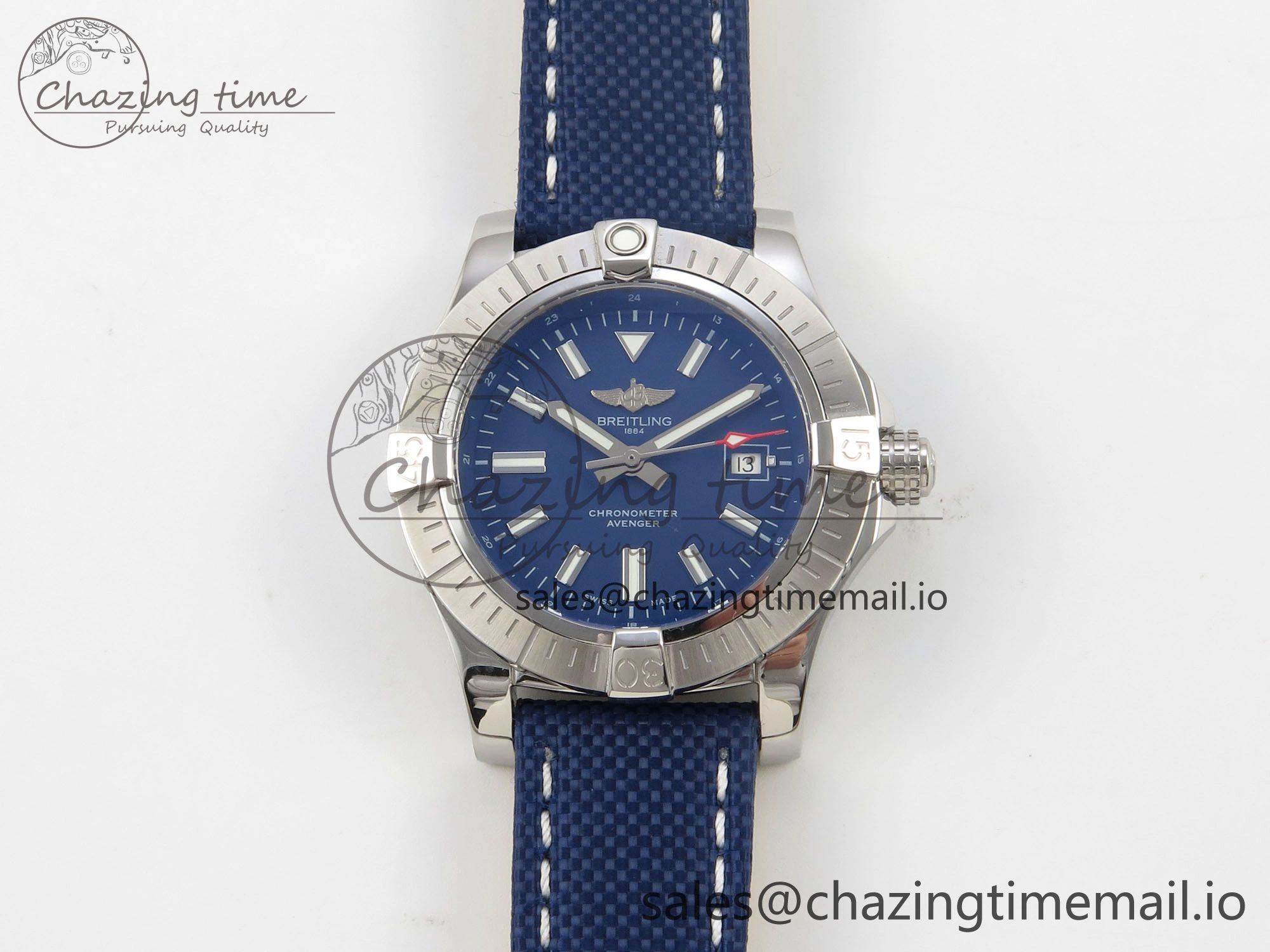 Avenger 43mm TF 1:1 Best Edition Blue Dial on Blue Nylon Strap A2824 V2