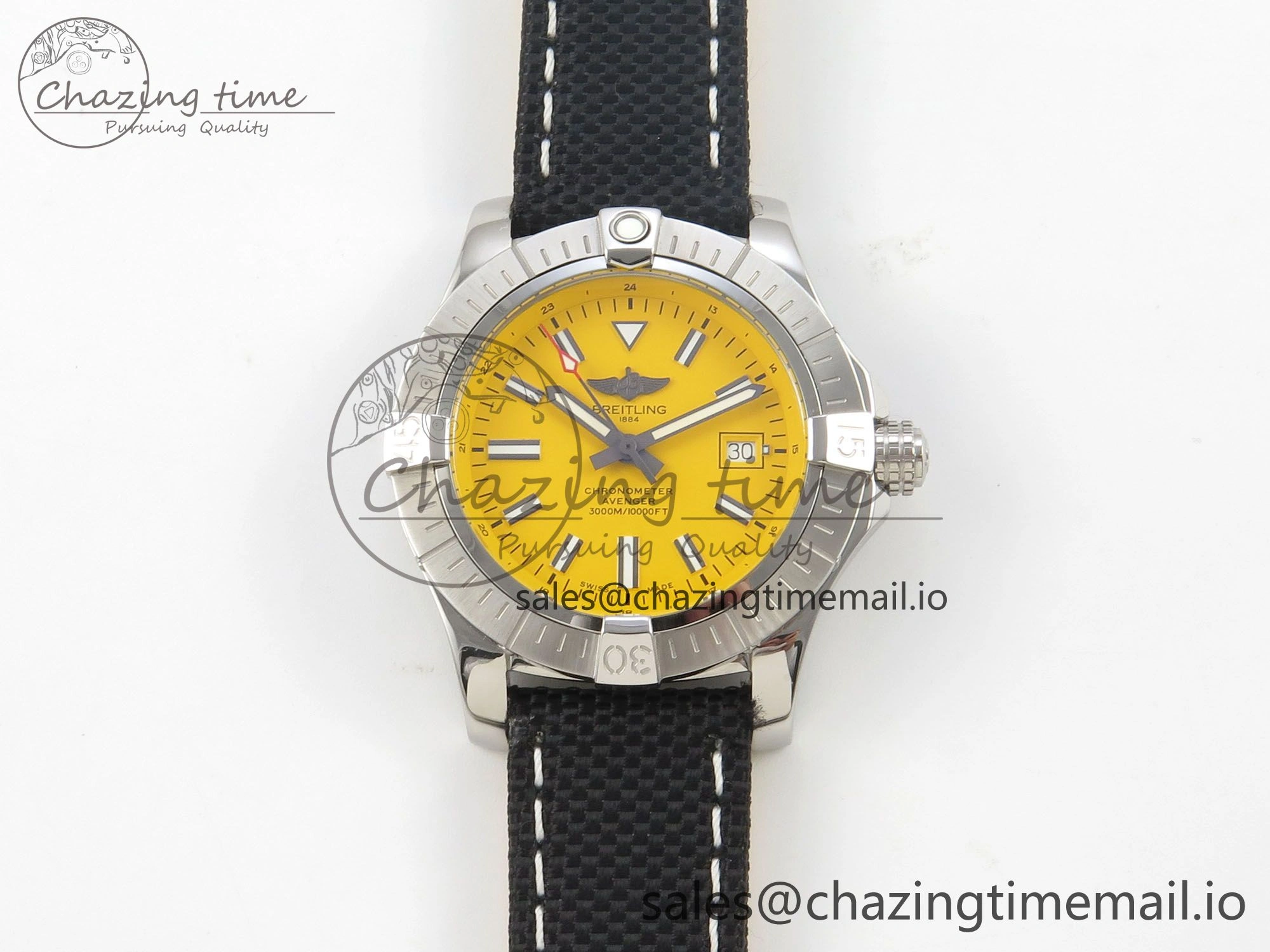 Avenger 43mm TF 1:1 Best Edition Yellow Dial on Black Nylon Strap A2824 V2