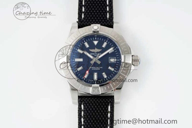 Avenger Automatic 43mm SS TF 1:1 Best Edition Black Dial on Black Nylon Strap A2824