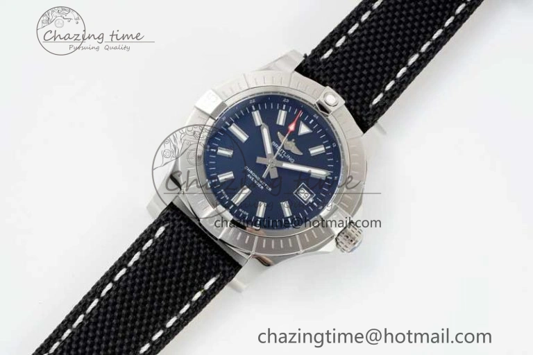 Avenger Automatic 43mm SS TF 1:1 Best Edition Black Dial on Black Nylon Strap A2824