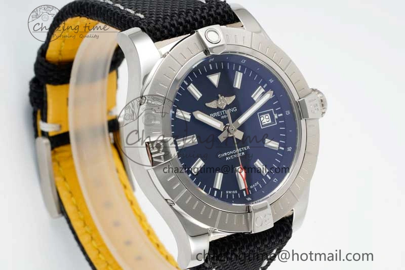 Avenger Automatic 43mm SS TF 1:1 Best Edition Black Dial on Black Nylon Strap A2824