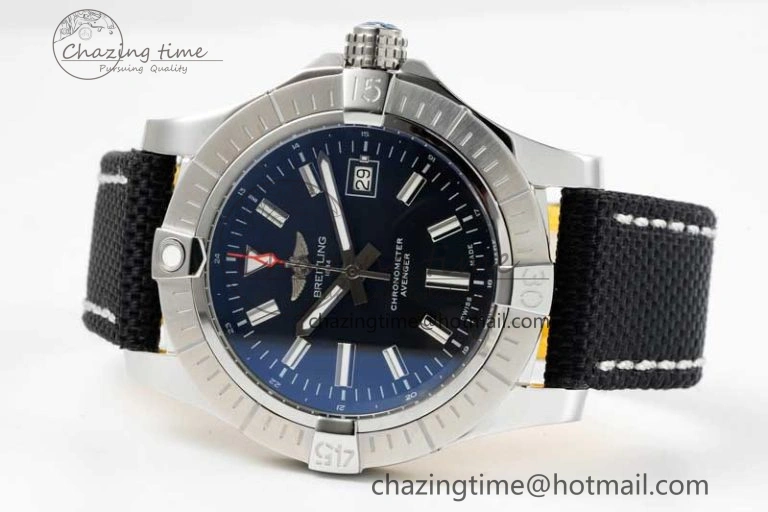 Avenger Automatic 43mm SS TF 1:1 Best Edition Black Dial on Black Nylon Strap A2824