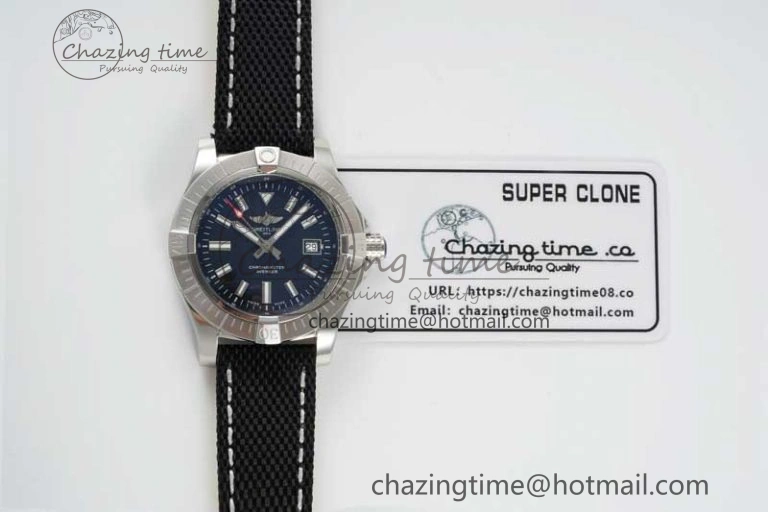 Avenger Automatic 43mm SS TF 1:1 Best Edition Black Dial on Black Nylon Strap A2824