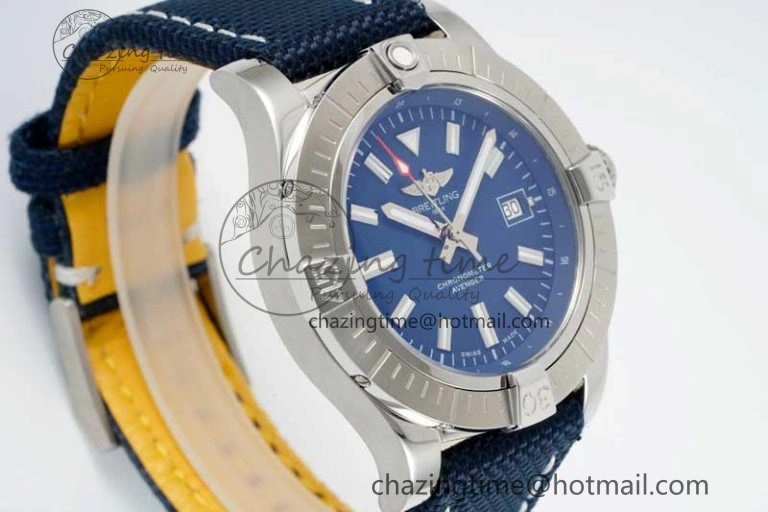 Avenger Automatic 43mm SS TF 1:1 Best Edition Blue Dial on Blue Nylon Strap A2824