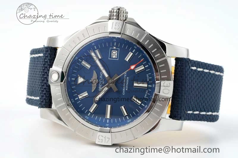 Avenger Automatic 43mm SS TF 1:1 Best Edition Blue Dial on Blue Nylon Strap A2824