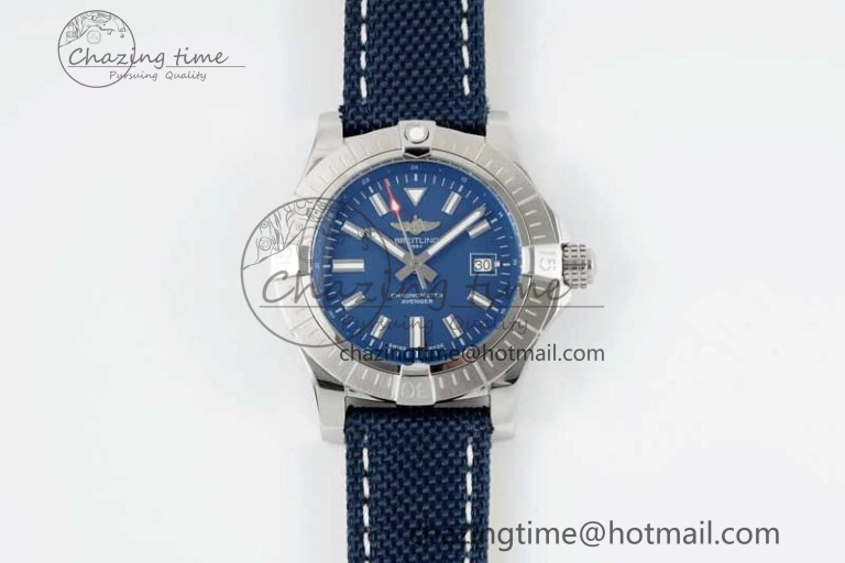 Avenger Automatic 43mm SS TF 1:1 Best Edition Blue Dial on Blue Nylon Strap A2824
