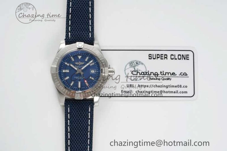 Avenger Automatic 43mm SS TF 1:1 Best Edition Blue Dial on Blue Nylon Strap A2824