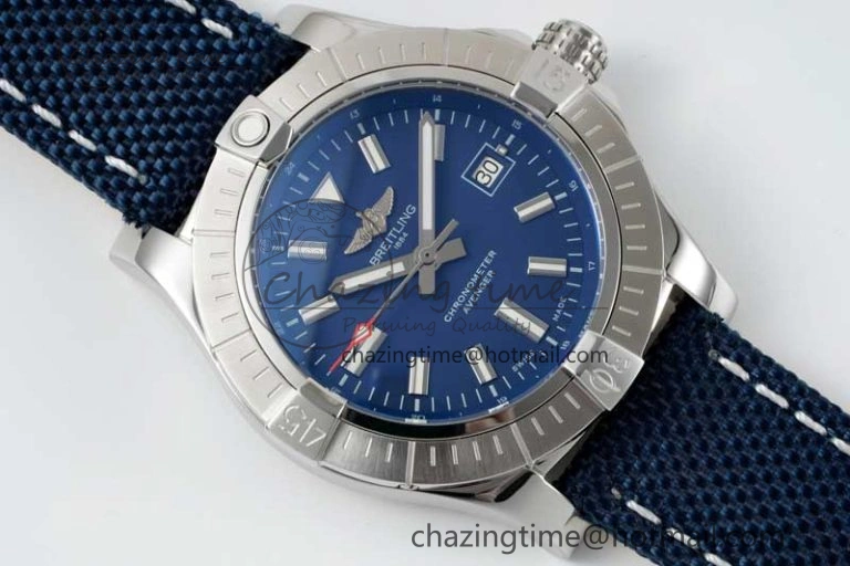 Avenger Automatic 43mm SS TF 1:1 Best Edition Blue Dial on Blue Nylon Strap A2824