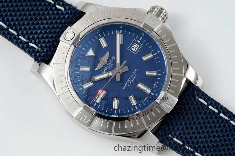 Avenger Automatic 43mm SS TF 1:1 Best Edition Blue Dial on Blue Nylon Strap A2824