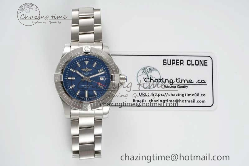Avenger Automatic 43mm SS TF 1:1 Best Edition Blue Dial on SS Bracelet A2824