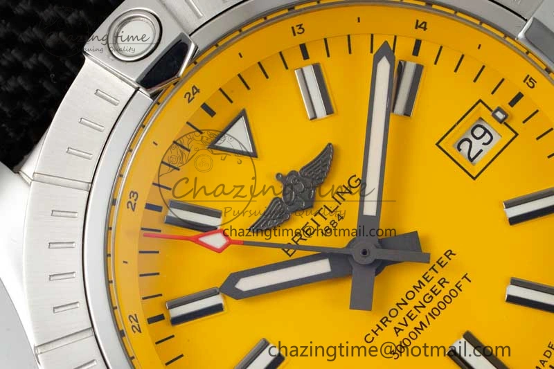 Avenger Automatic 43mm SS TF 1:1 Best Edition Yellow Dial on Black Nylon Strap A2824