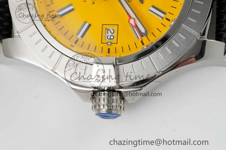 Avenger Automatic 43mm SS TF 1:1 Best Edition Yellow Dial on Black Nylon Strap A2824
