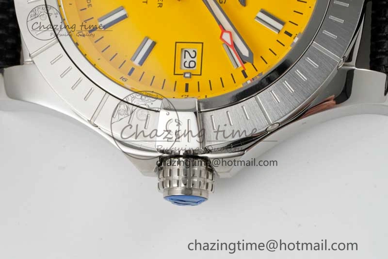 Avenger Automatic 43mm SS TF 1:1 Best Edition Yellow Dial on Black Nylon Strap A2824