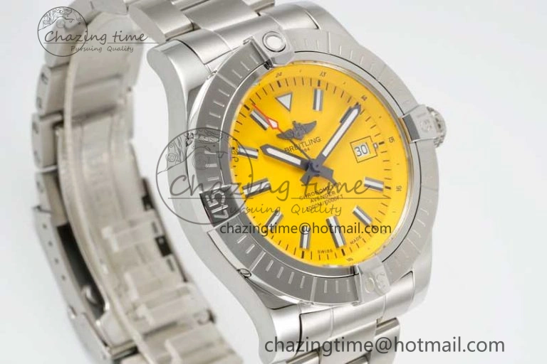Avenger Automatic 43mm SS TF 1:1 Best Edition Yellow Dial on SS Bracelet A2824