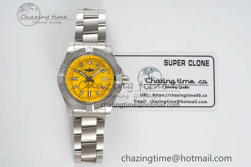 Avenger Automatic 43mm SS TF 1:1 Best Edition Yellow Dial on SS Bracelet A2824
