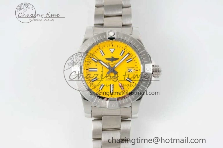 Avenger Automatic 43mm SS TF 1:1 Best Edition Yellow Dial on SS Bracelet A2824