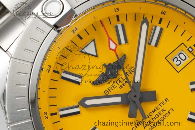 Avenger Automatic 43mm SS TF 1:1 Best Edition Yellow Dial on SS Bracelet A2824