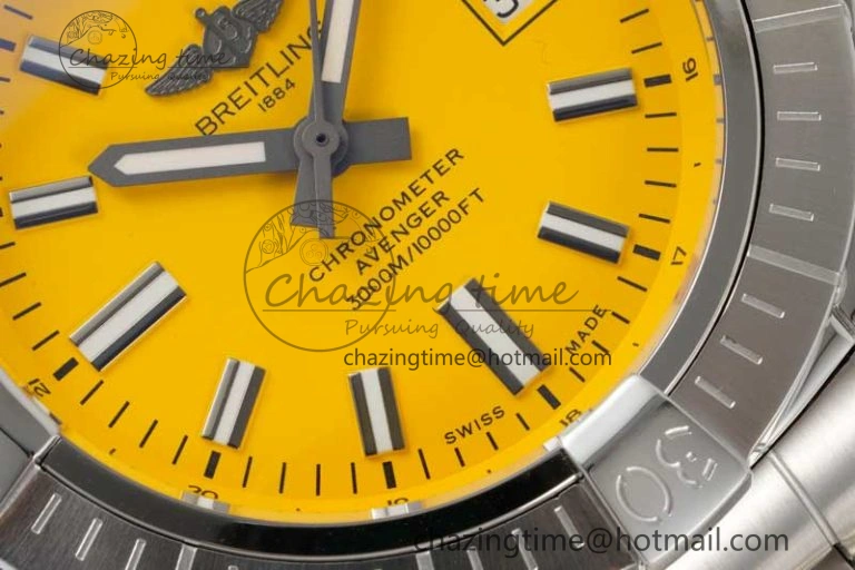 Avenger Automatic 43mm SS TF 1:1 Best Edition Yellow Dial on SS Bracelet A2824