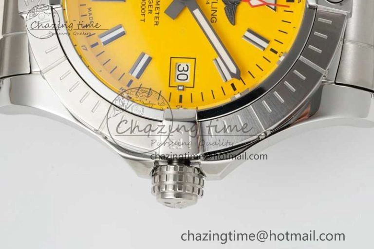 Avenger Automatic 43mm SS TF 1:1 Best Edition Yellow Dial on SS Bracelet A2824