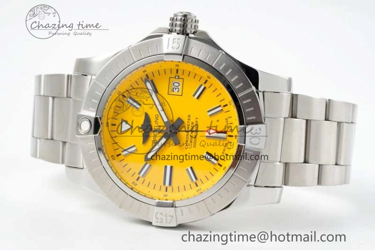 Avenger Automatic 43mm SS TF 1:1 Best Edition Yellow Dial on SS Bracelet A2824