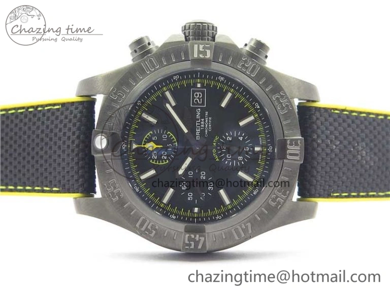 Avenger Bandit Titanium DLC B50 Best Edition Black Dial on Black Yellow Gummy strap A7750
