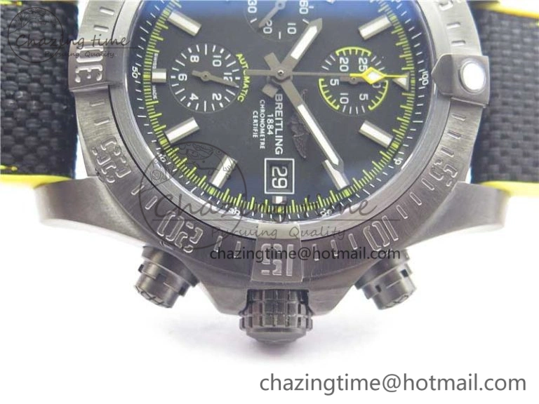 Avenger Bandit Titanium DLC B50 Best Edition Black Dial on Black Yellow Gummy strap A7750
