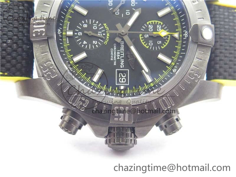 Avenger Bandit Titanium DLC B50 Best Edition Black Dial on Black Yellow Gummy strap A7750