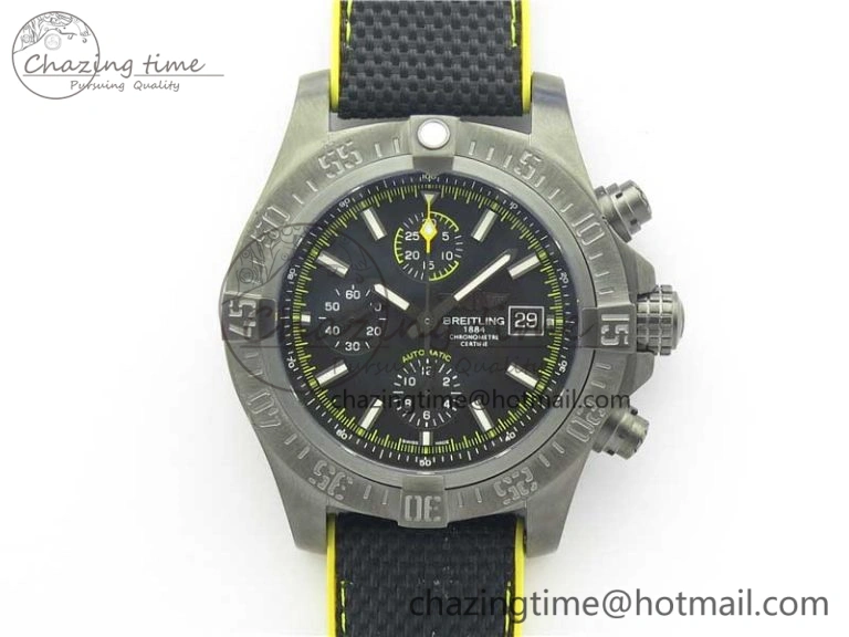 Avenger Bandit Titanium DLC B50 Best Edition Black Dial on Black Yellow Gummy strap A7750