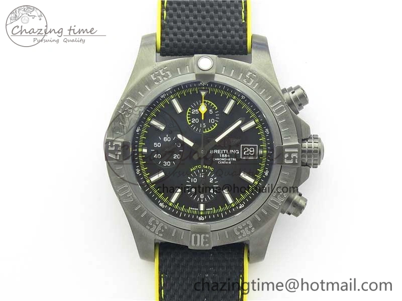 Avenger Bandit Titanium DLC B50 Best Edition Black Dial on Black Yellow Gummy strap A7750