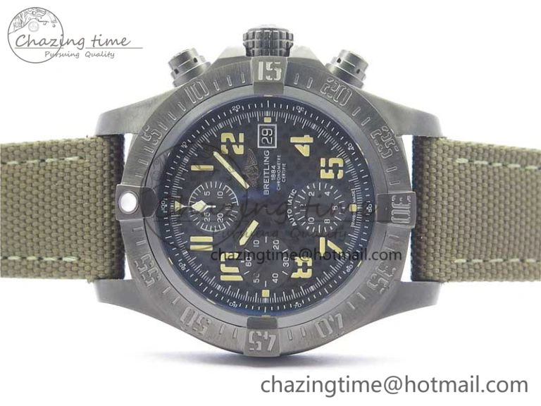Avenger Bandit Titanium DLC B50 Best Edition Gray Carbon Dial on Green Nylon Strap A7750