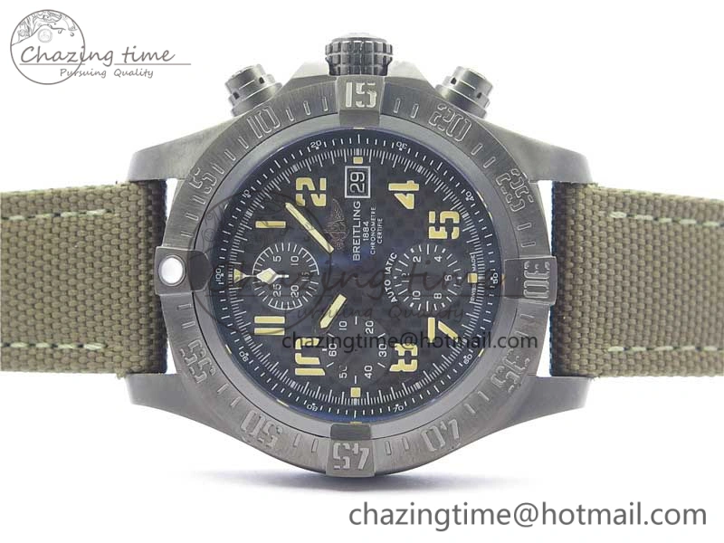 Avenger Bandit Titanium DLC B50 Best Edition Gray Carbon Dial on Green Nylon Strap A7750