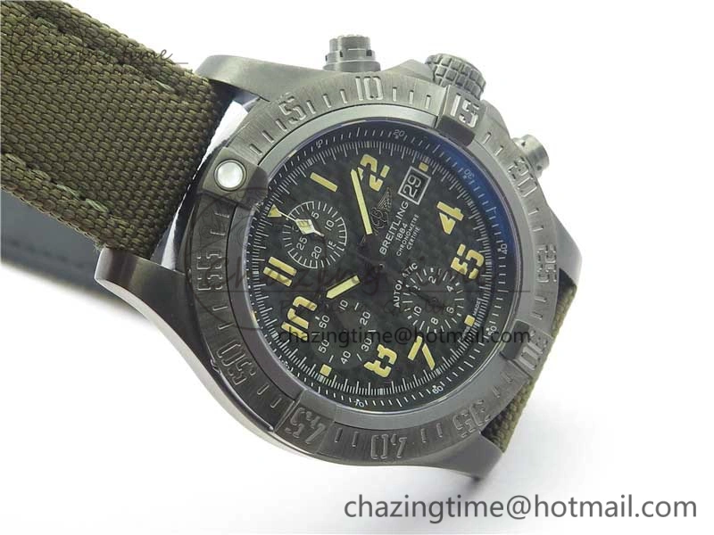 Avenger Bandit Titanium DLC B50 Best Edition Gray Carbon Dial on Green Nylon Strap A7750