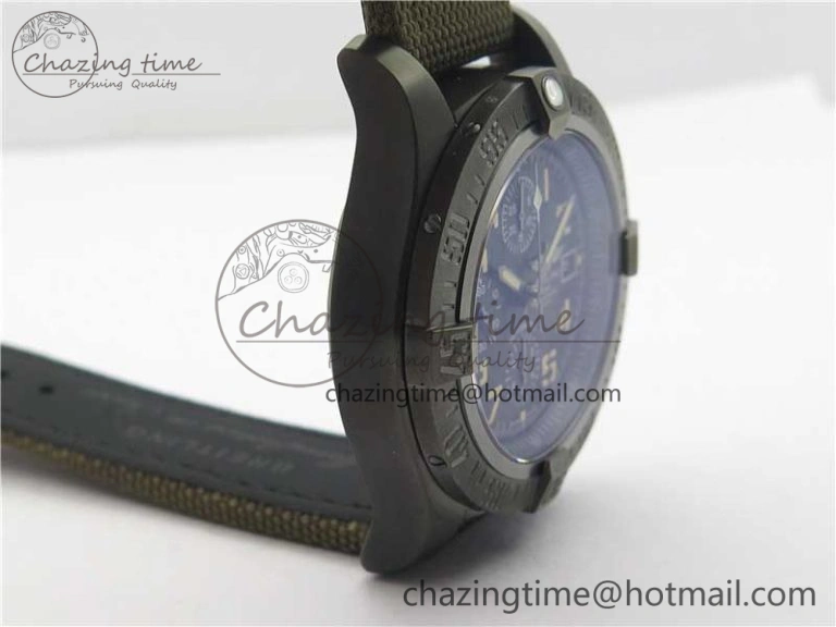 Avenger Bandit Titanium DLC B50 Best Edition Gray Carbon Dial on Green Nylon Strap A7750