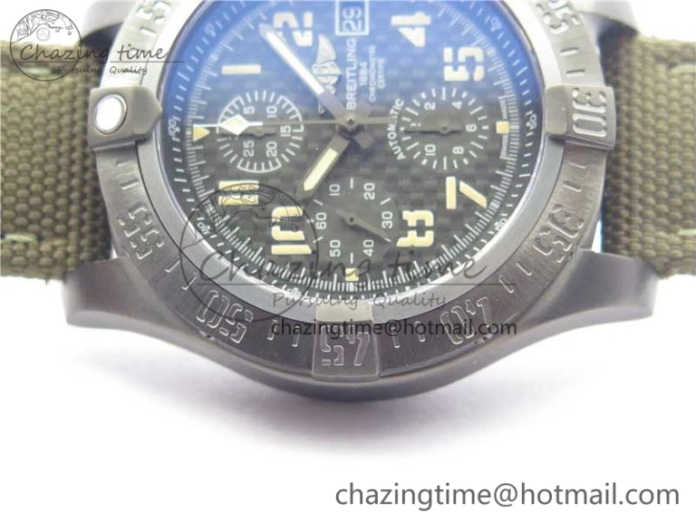Avenger Bandit Titanium DLC B50 Best Edition Gray Carbon Dial on Green Nylon Strap A7750