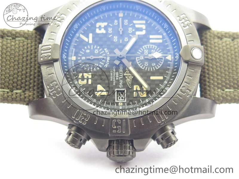 Avenger Bandit Titanium DLC B50 Best Edition Gray Carbon Dial on Green Nylon Strap A7750