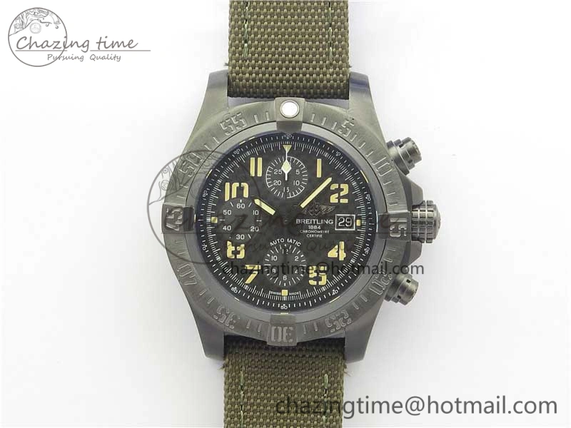 Avenger Bandit Titanium DLC B50 Best Edition Gray Carbon Dial on Green Nylon Strap A7750