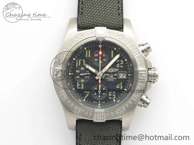 Avenger Bandit Titanium GF 1:1 Best Edition Gray Dial On Gray Nylon Strap A7750 (Free Extra Strap)