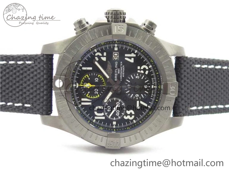 Avenger Bandit V13317 Titanium DLC B50 Best Edition Black Dial on Black Nylon Strap A7750