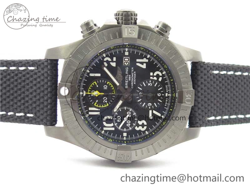 Avenger Bandit V13317 Titanium DLC B50 Best Edition Black Dial on Black Nylon Strap A7750