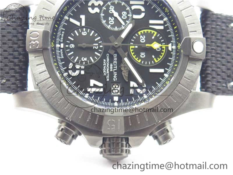 Avenger Bandit V13317 Titanium DLC B50 Best Edition Black Dial on Black Nylon Strap A7750