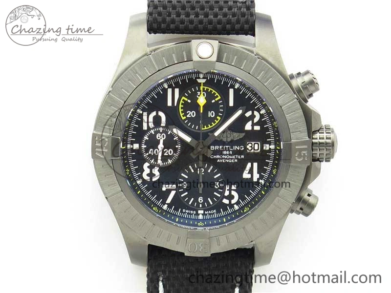 Avenger Bandit V13317 Titanium DLC B50 Best Edition Black Dial on Black Nylon Strap A7750